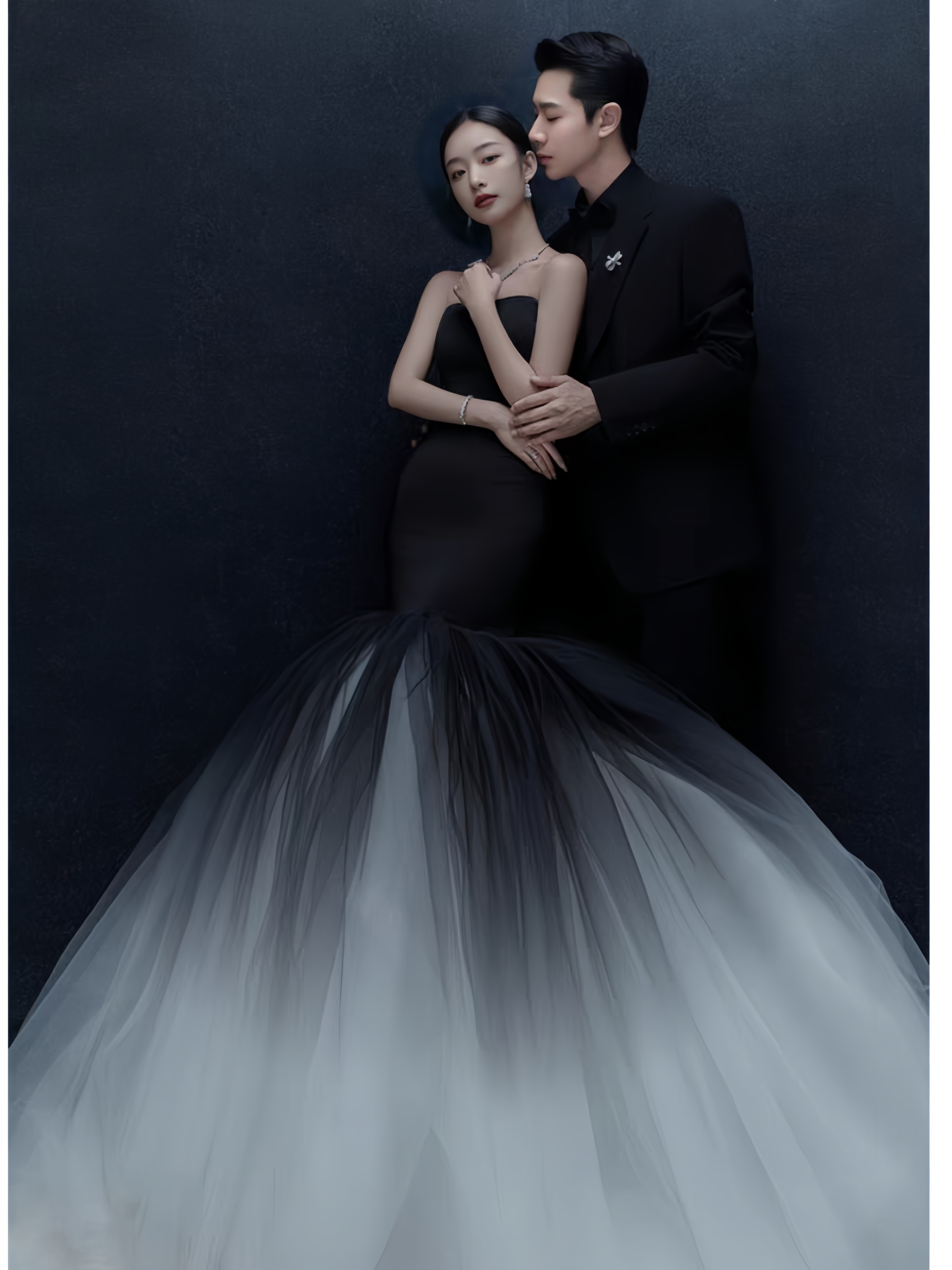 パーティードレス ウエディングドレス前撮り 後撮り 撮影 新婦 結婚式 二次会 披露宴 シンプル 花嫁ドレス 海外挙式 ブラック レース 人魚姫 タキシードのグラデーションドレス