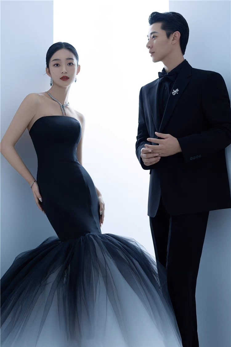 パーティードレス ウエディングドレス前撮り 後撮り 撮影 新婦 結婚式 二次会 披露宴 シンプル 花嫁ドレス 海外挙式 ブラック レース 人魚姫 タキシードのグラデーションドレス