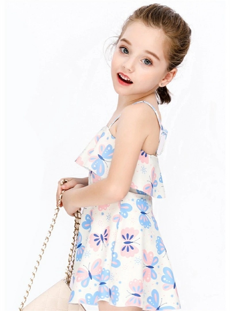 子供水着 キッズ水着 女の子 ワンピース 3点セット キャップ付き パンツ付き 女の子水着 ジュニア 水着 ピンク 蝶柄 可愛い スイムウェア ガールズ スクール水着 子供 女児 みずぎ オールイン