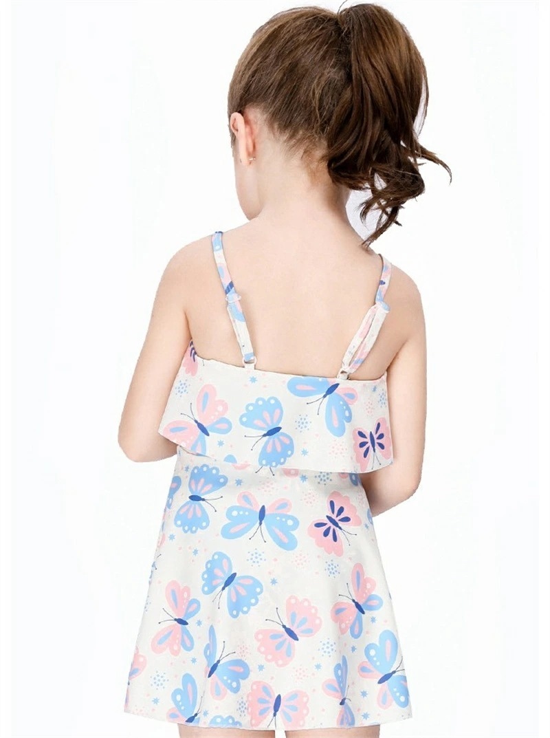 子供水着 キッズ水着 女の子 ワンピース 3点セット キャップ付き パンツ付き 女の子水着 ジュニア 水着 ピンク 蝶柄 可愛い スイムウェア ガールズ スクール水着 子供 女児 みずぎ オールイン