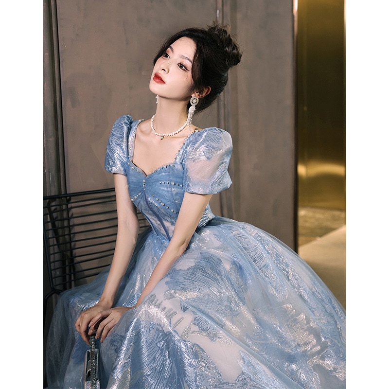 【2枚購入で 3oo円OFF!】ブルー宴会ドレス2025気質ロング成人式ワンショルダードレス 【2枚購入で 3oo円OFF!】ブルー宴会ドレス2025気質ロング成人式ワンショルダードレス