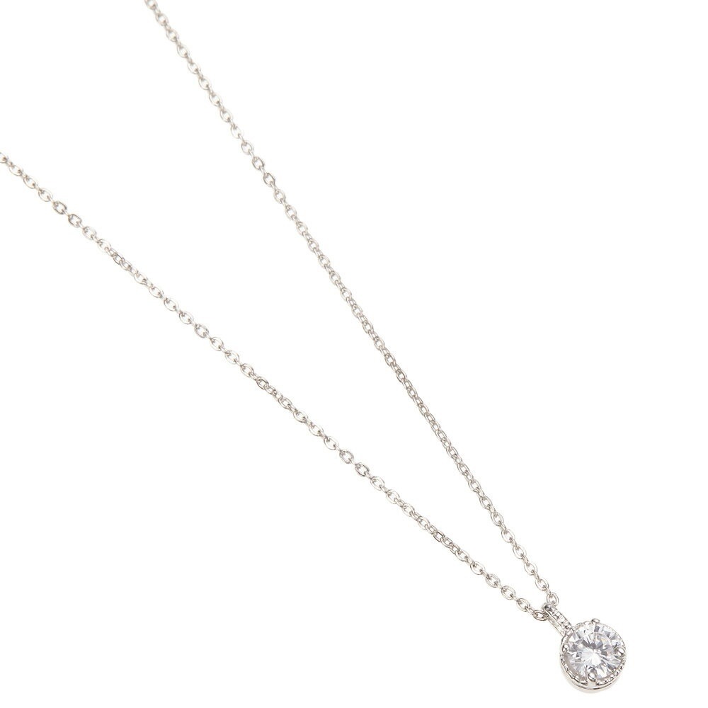 ネックレス レディース シルバー925製 キュービックジルコニア 一石 シンプル 小ぶり