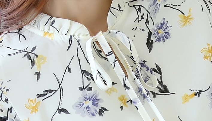 2482.花柄フシフォンブラウス(イエロー)2019 春夏 通学 通勤 カジュアル 大人可愛い 普段使い デート 2482.花柄フシフォンブラウス(イエロー)2019 春夏 通学 通勤 カジュアル 大人可愛い 普段使い デート