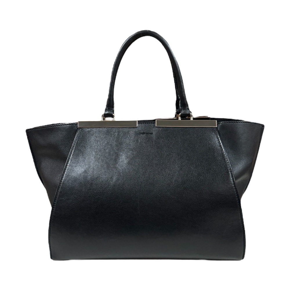 フェンディ トロワジュール ショルダーバッグ レザー 8BH279 ブラック FENDI 中古