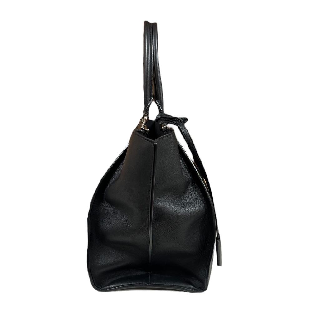 フェンディ トロワジュール ショルダーバッグ レザー 8BH279 ブラック FENDI 中古