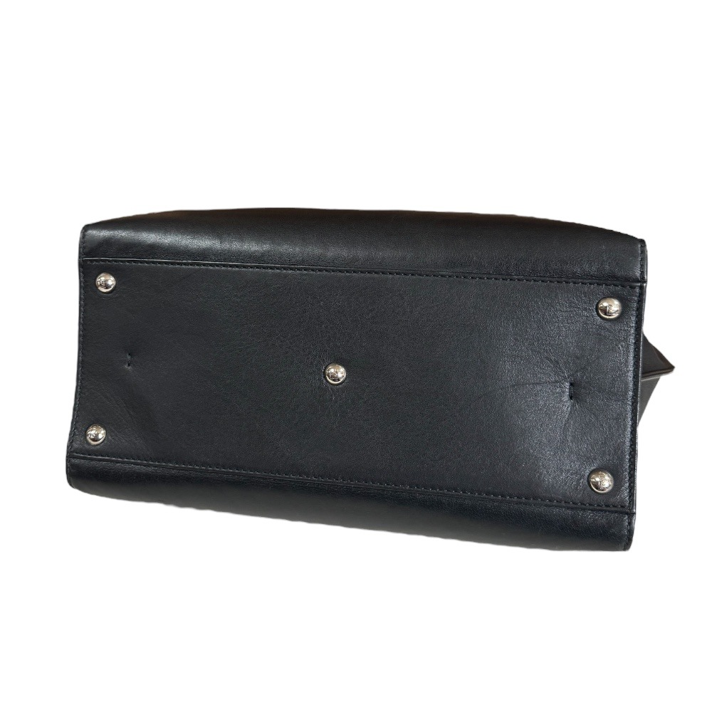 フェンディ トロワジュール ショルダーバッグ レザー 8BH279 ブラック FENDI 中古