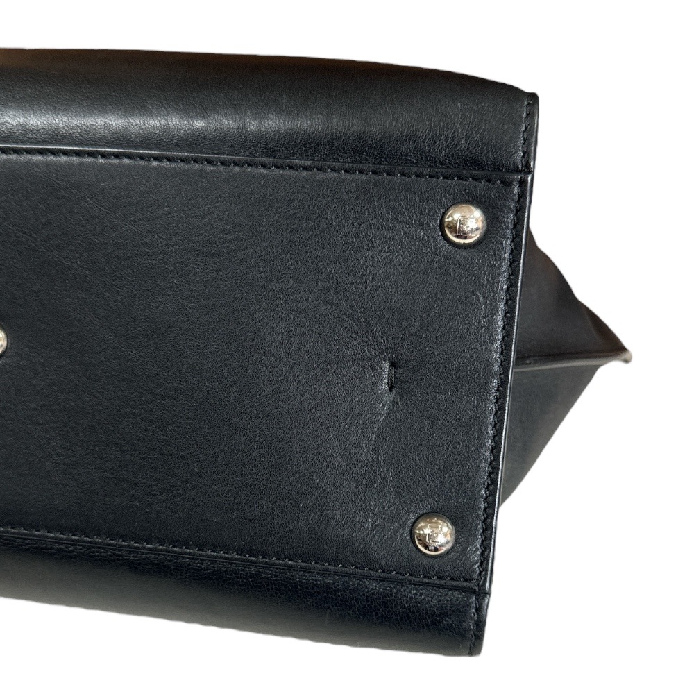 フェンディ トロワジュール ショルダーバッグ レザー 8BH279 ブラック FENDI 中古