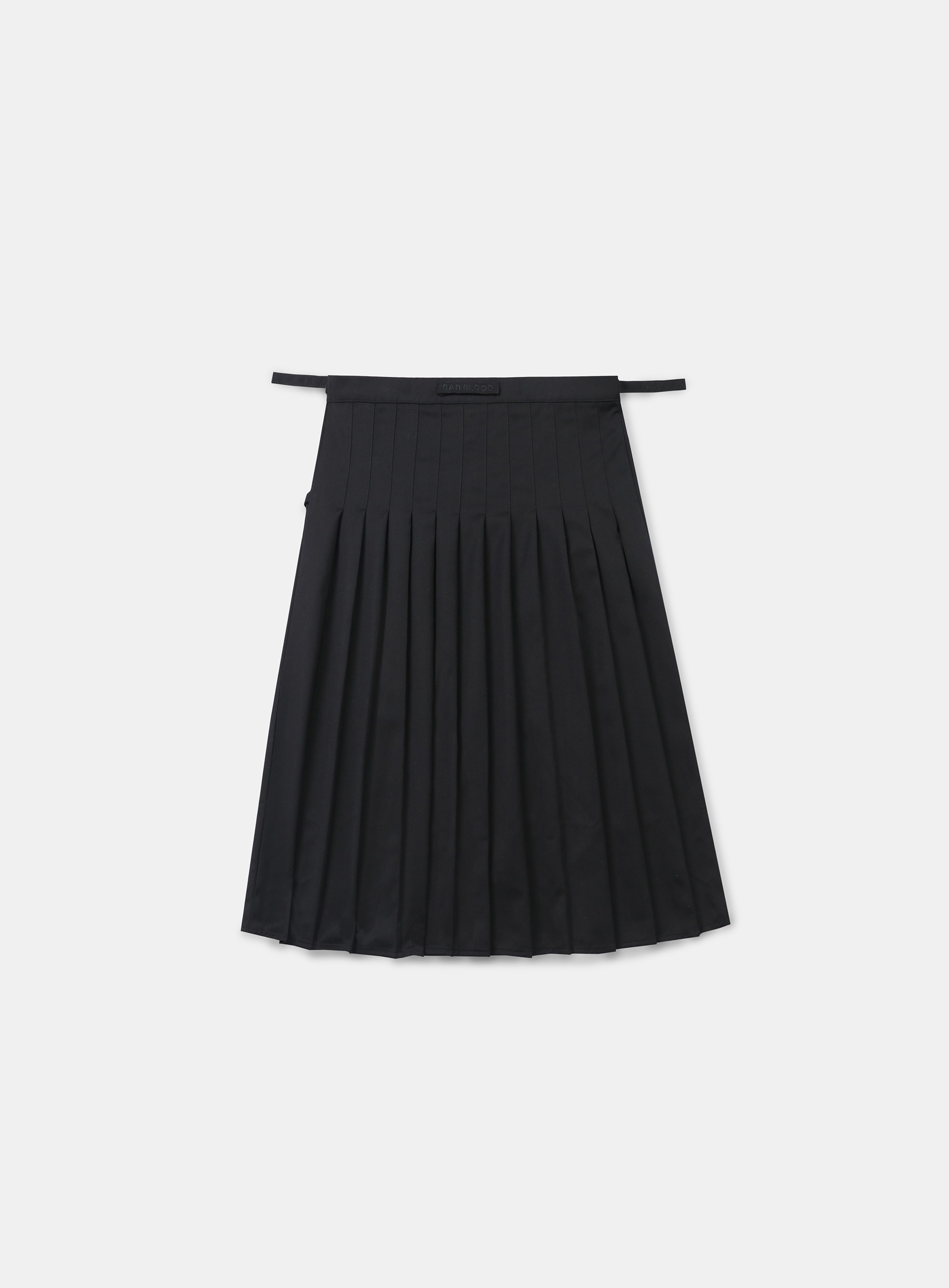 【BADBLOOD】 PLEATED TWILL WRAP SKIRT : BLACK
