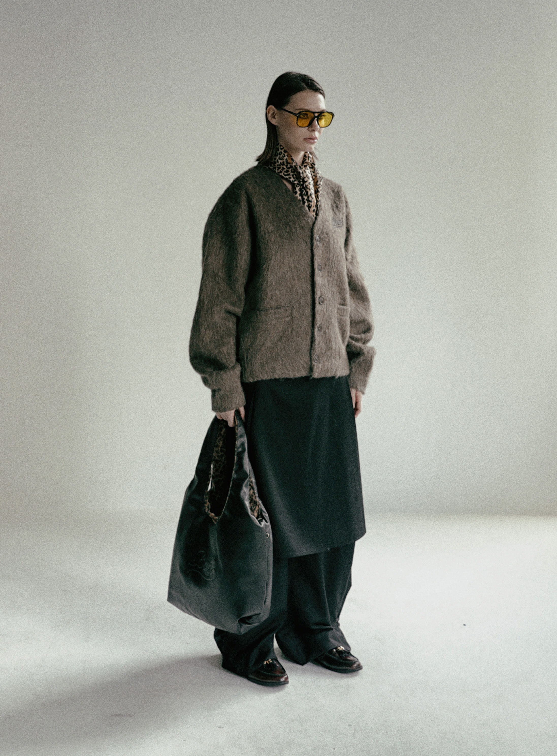【BADBLOOD】 PLEATED TWILL WRAP SKIRT : BLACK