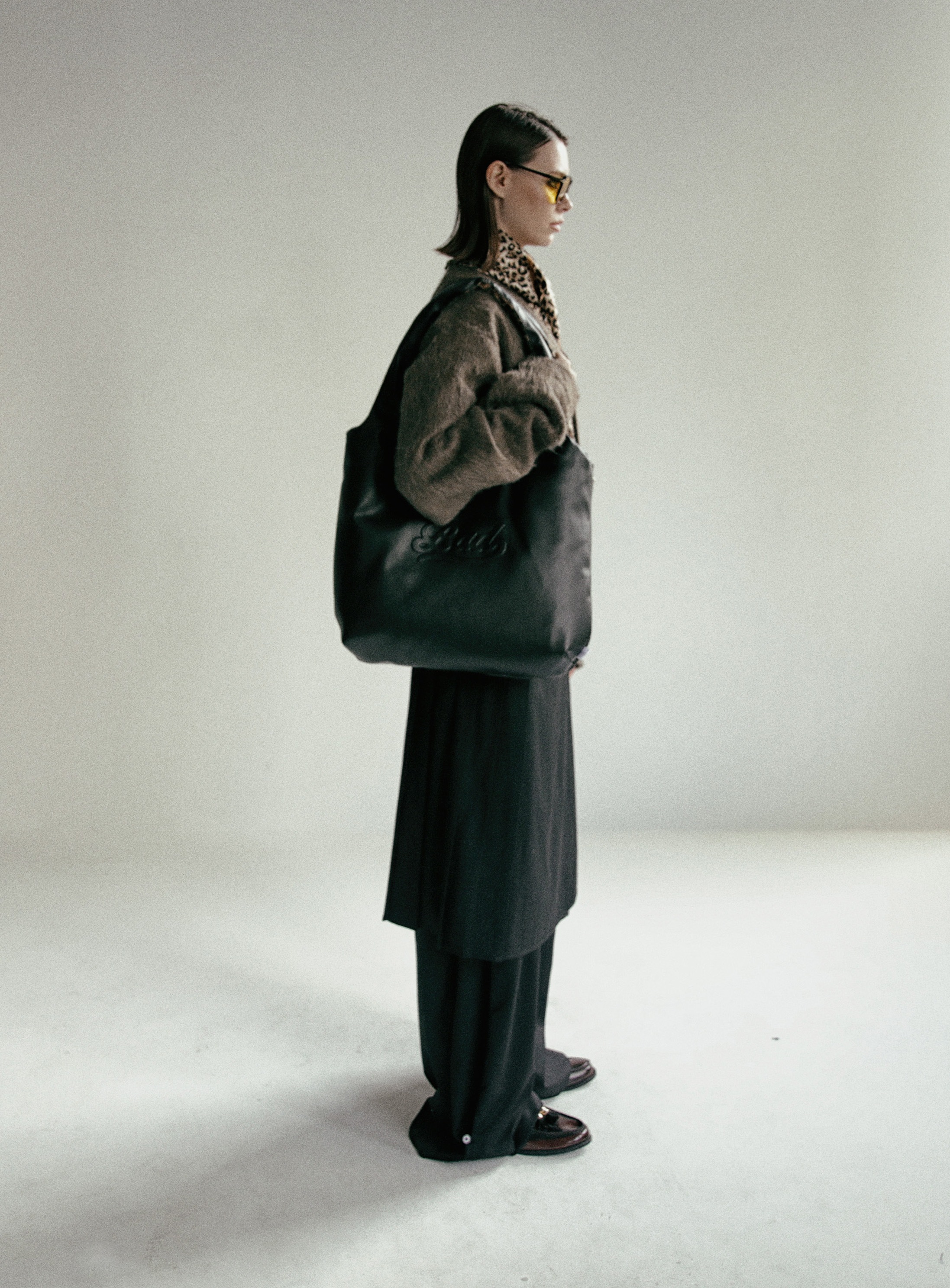 【BADBLOOD】 PLEATED TWILL WRAP SKIRT : BLACK
