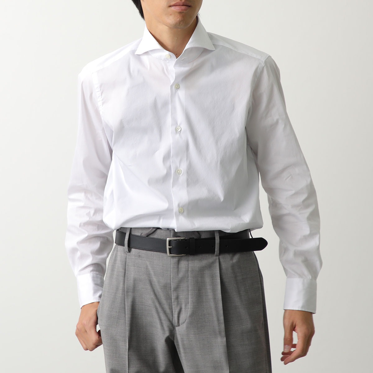 GIANNETTO ジャンネット シャツ VINCI FIT ヴィンチフィット AC999 メンズ コットン ストレッチ カッタウェイ 長袖 無地 カラー2色