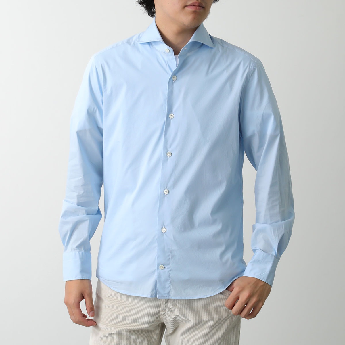 GIANNETTO ジャンネット シャツ VINCI FIT ヴィンチフィット AC999 メンズ コットン ストレッチ カッタウェイ 長袖 無地 カラー2色