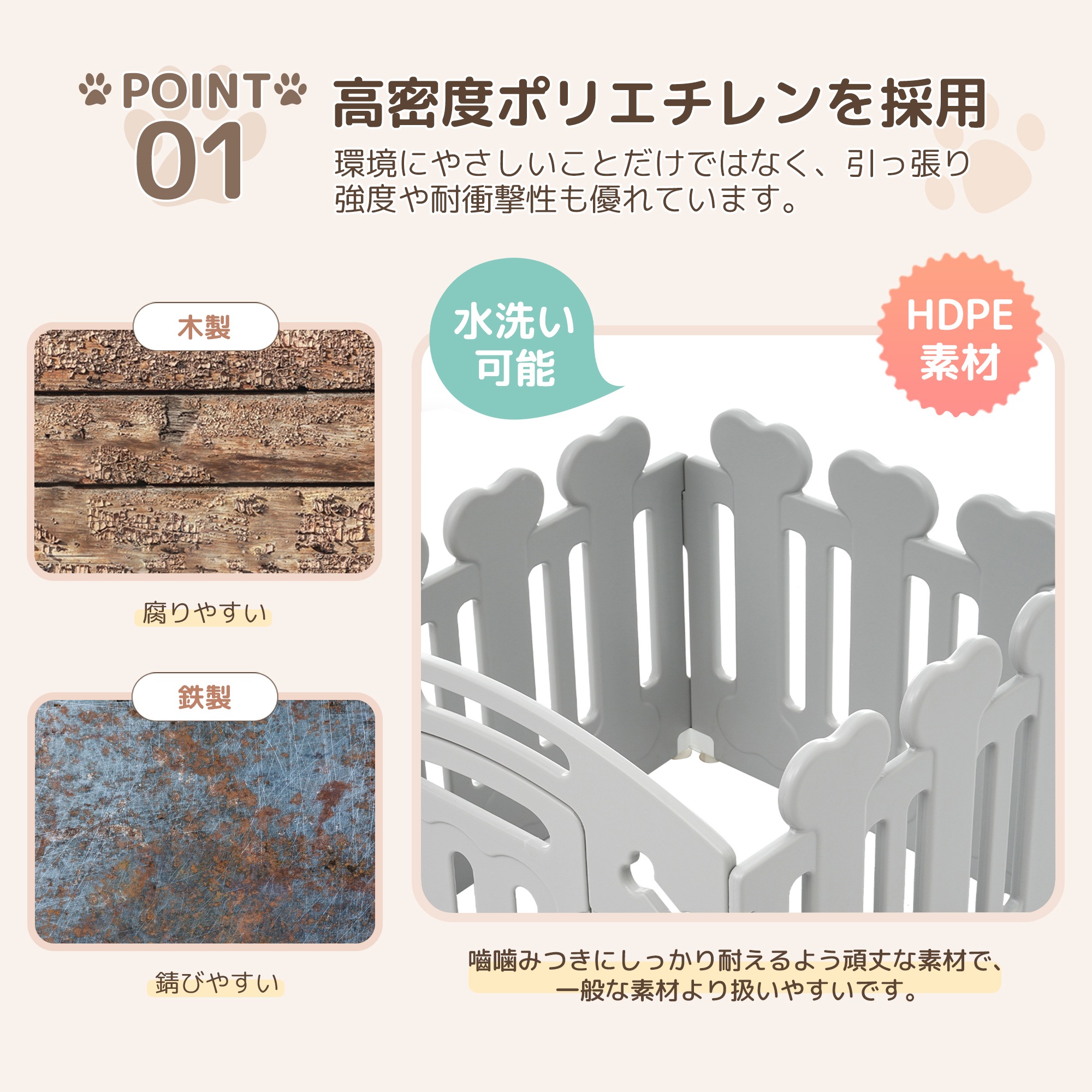 サークル 犬 ドッグサークル ペットサークル ドア付き 4枚セット 小型犬 中型犬 ケージ 犬用品 犬 犬用 老犬 シニア 滑り止め付き 多頭飼い 方形 広々 連結 丈夫 拡張 頑丈 ペット用ケージ