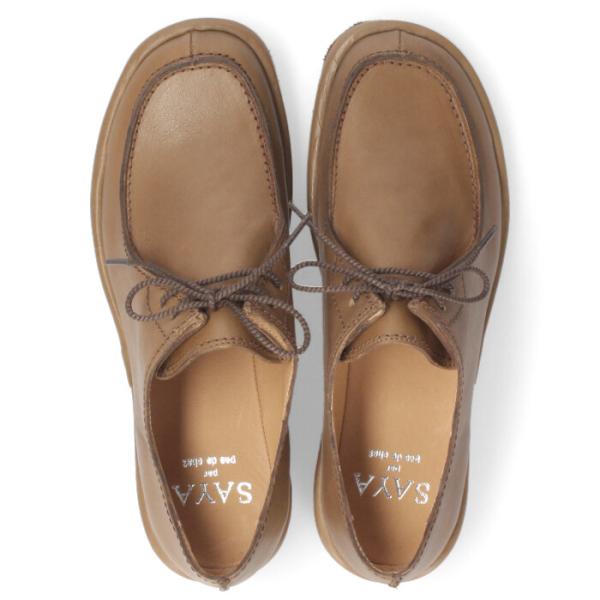 SAYA サヤ 靴 ラボキゴシ チロリアンシューズ レザー 51152 ブラック グレージュ カジュアル レースアップシューズ レディース 本革 日本製