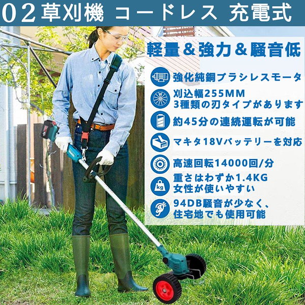 R1674-55-190】 電動 草刈り機 充電式 18V 互換 ブラシレス 電動