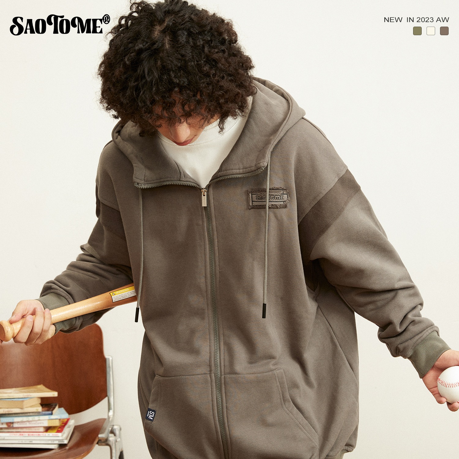 早乙女慶子 Saotome Saotome 日本のコントラストカラーのパッチワーク カーディガン フード付きスウェットシャツ ゆったりと多用途のジャケット メンズ レディース 早乙女慶子 Saotome Saotome 日本のコントラストカラーのパッチワーク カーディガン フード付きスウェットシャツ ゆったりと多用途のジャケット メンズ レディース