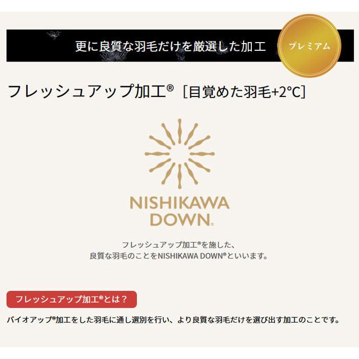 【15,000円値下】西川 羽毛布団 シングル ロング マザーグース 1.2kg　マザーグースダウン93% 150X210 ユニステークキルト 430dp以上 日本製　3SA-KA02597250C