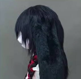 着ぐるみヘッド ウサギ 黒 兎面 垂れ耳 全頭ヘッド ケモノ マスク ファースーツ ぬいぐるみ コスプレ コスチューム