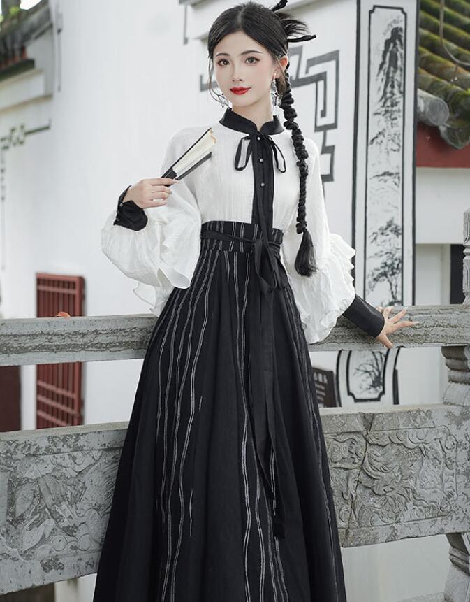 レディース レトロスカート 改良版漢服 漢風 長袖シャツ ロング丈スカート フレア 大きい裾 スカート森ガール系 中華風 衣装 ハロウィン コスプレ衣装 演出服 普段も着用可 学園祭 文化祭 撮影衣装 レディース レトロスカート 改良版漢服 漢風 長袖シャツ ロング丈スカート フレア 大きい裾 スカート森ガール系 中華風 衣装 ハロウィン コスプレ衣装 演出服 普段も着用可 学園祭 文化祭 撮影衣装