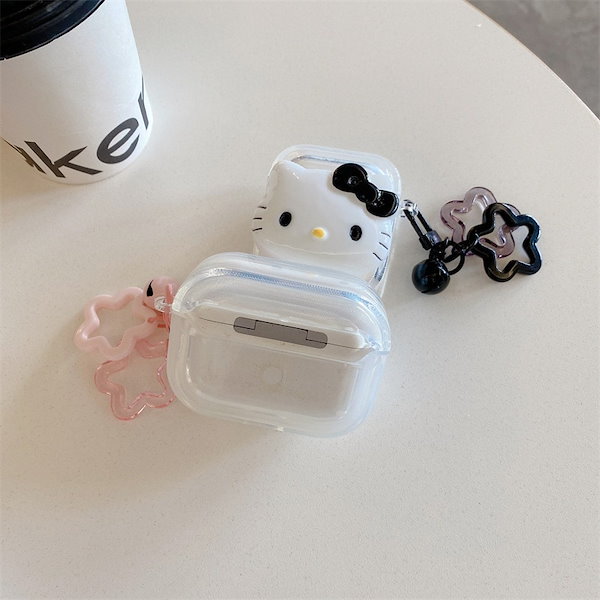美品AirPods Pro 本体 ホワイト 充電ケース付 キティちゃんケース付き Qoo10] 大人気 キティちゃん AirPodsケー