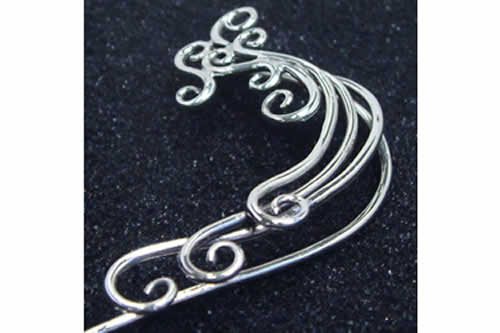 ウェーブイヤーフック（左耳用） 綺麗 波 シルバー925 イヤーラップ 男性 女性 イヤリング 高級 プレゼント 引っ掛けるだけ 本物の銀 アクセサリー 大きい かっこいい ew-00-00003xx