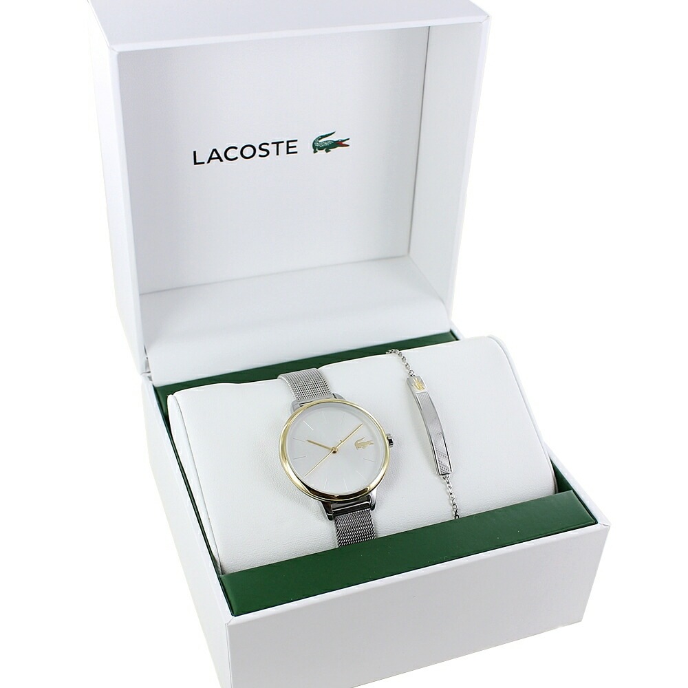箱ボロ・BOX訳あり ラコステ レディース 腕時計 手表 と ブレスレット 2点セット 女性 ギフト シルバー 時計 チェーンブレスレット おしゃれ 可愛い プレゼント 女友達 妻 母親 誕生日 記念