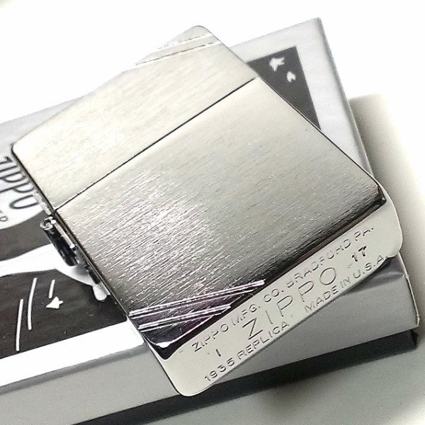 ZIPPO ライター ジッポ 1935 復刻レプリカ シルバーサテン ダイアゴナルライン 両面 3バレル シンプル アンティーク 角型 メンズ ギフト プレゼント