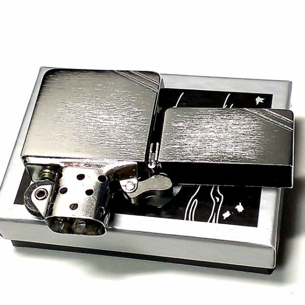 ZIPPO ライター ジッポ 1935 復刻レプリカ シルバーサテン ダイアゴナルライン 両面 3バレル シンプル アンティーク 角型 メンズ ギフト プレゼント