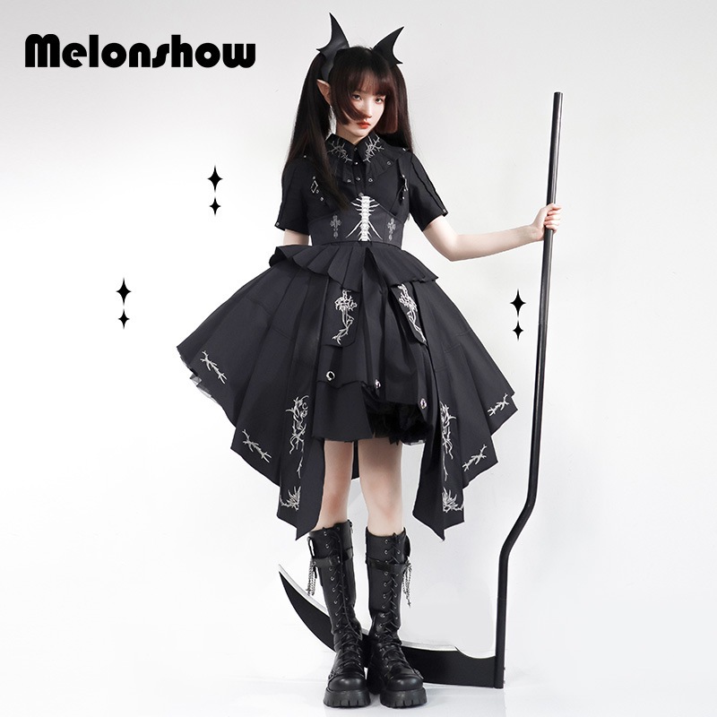 霧の棘 純黒op ミリタリーloオリジナルロリータデザインワンピース 霧の棘 純黒op ミリタリーloオリジナルロリータデザインワンピース