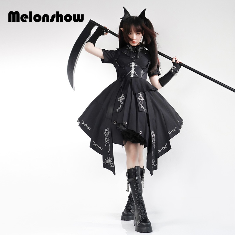 霧の棘 純黒op ミリタリーloオリジナルロリータデザインワンピース 霧の棘 純黒op ミリタリーloオリジナルロリータデザインワンピース