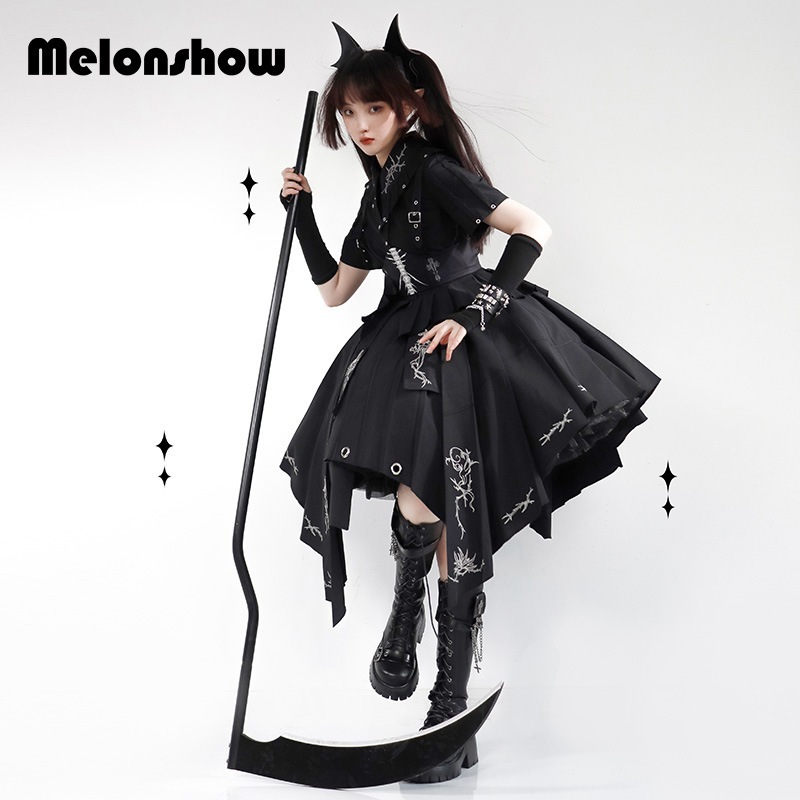 霧の棘 純黒op ミリタリーloオリジナルロリータデザインワンピース 霧の棘 純黒op ミリタリーloオリジナルロリータデザインワンピース