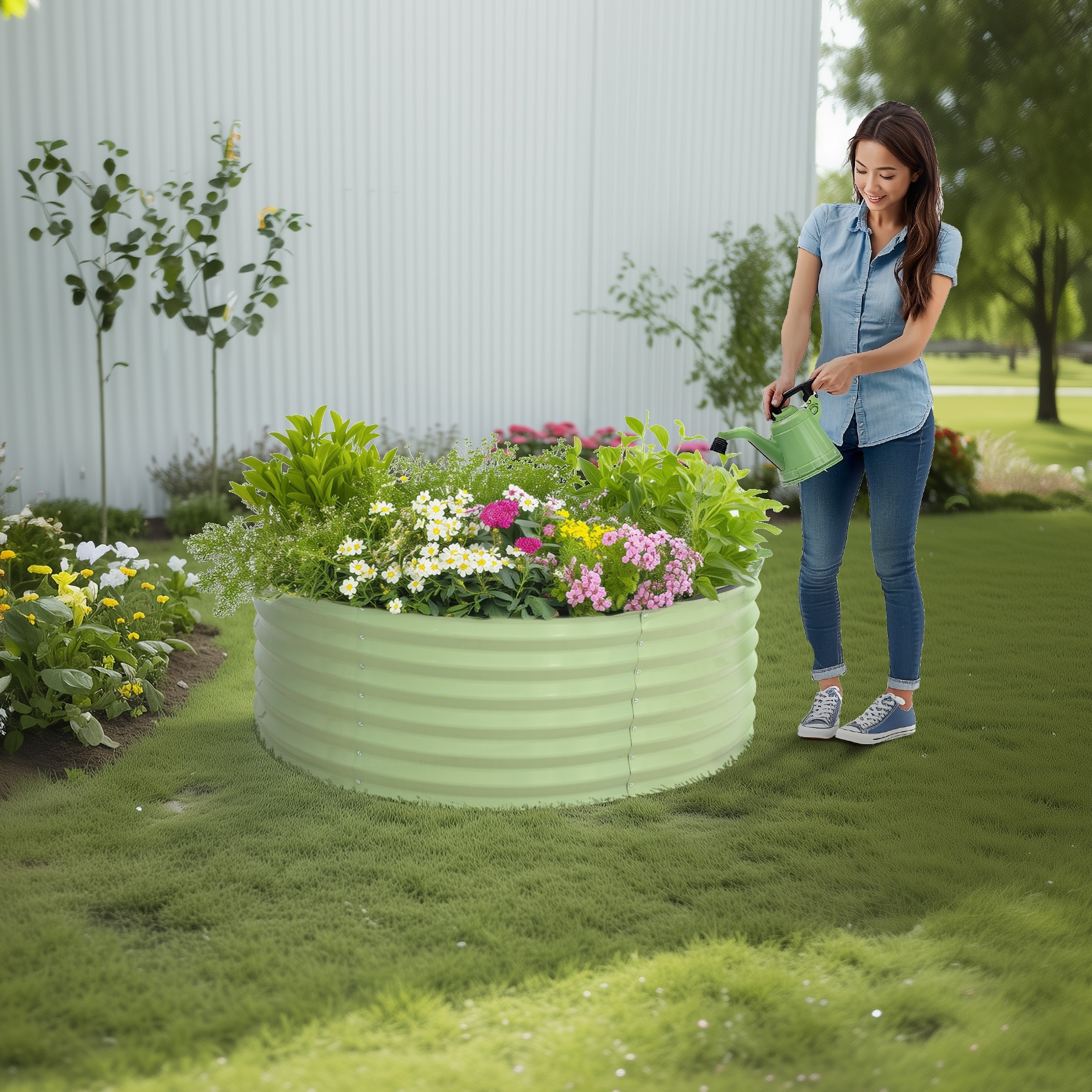 【国内倉庫出荷 送料無料】レイズドベッド ガーデンベッド L120×W120×H45cm 腐らない 庭 野菜 プランター 果物栽培用 ガーデンフレーム おしゃれ 組立簡単 ガーデンボックス 屋外 家庭