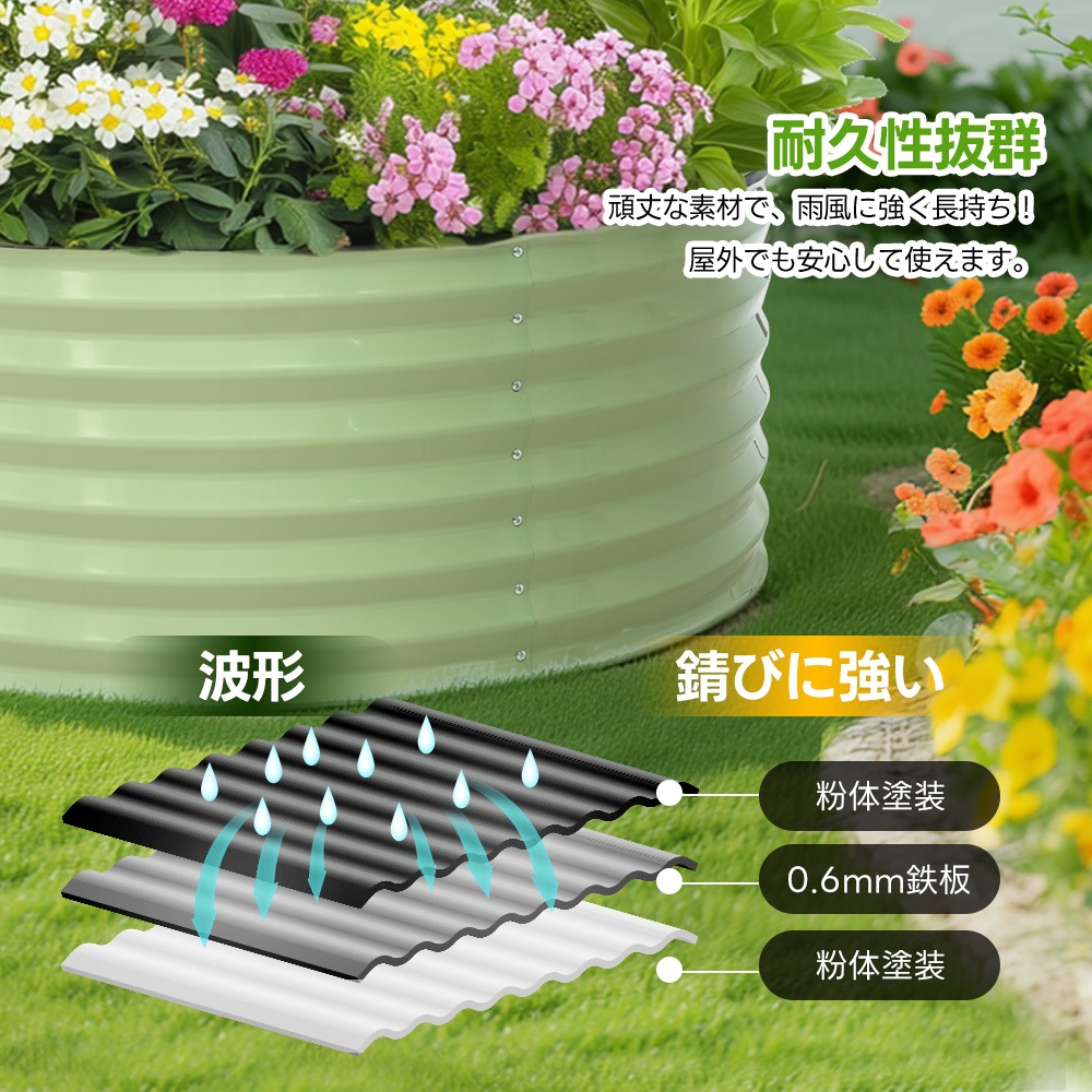 【国内倉庫出荷 送料無料】レイズドベッド ガーデンベッド L120×W120×H45cm 腐らない 庭 野菜 プランター 果物栽培用 ガーデンフレーム おしゃれ 組立簡単 ガーデンボックス 屋外 家庭