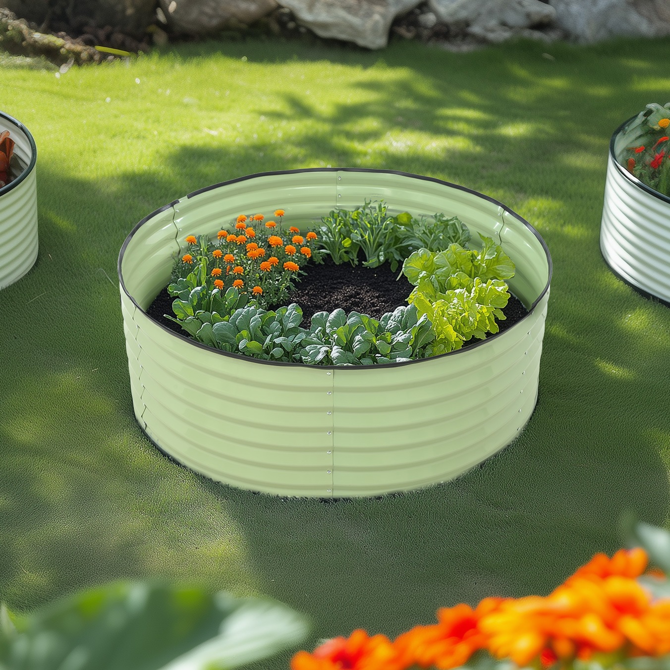 【国内倉庫出荷 送料無料】レイズドベッド ガーデンベッド L120×W120×H45cm 腐らない 庭 野菜 プランター 果物栽培用 ガーデンフレーム おしゃれ 組立簡単 ガーデンボックス 屋外 家庭