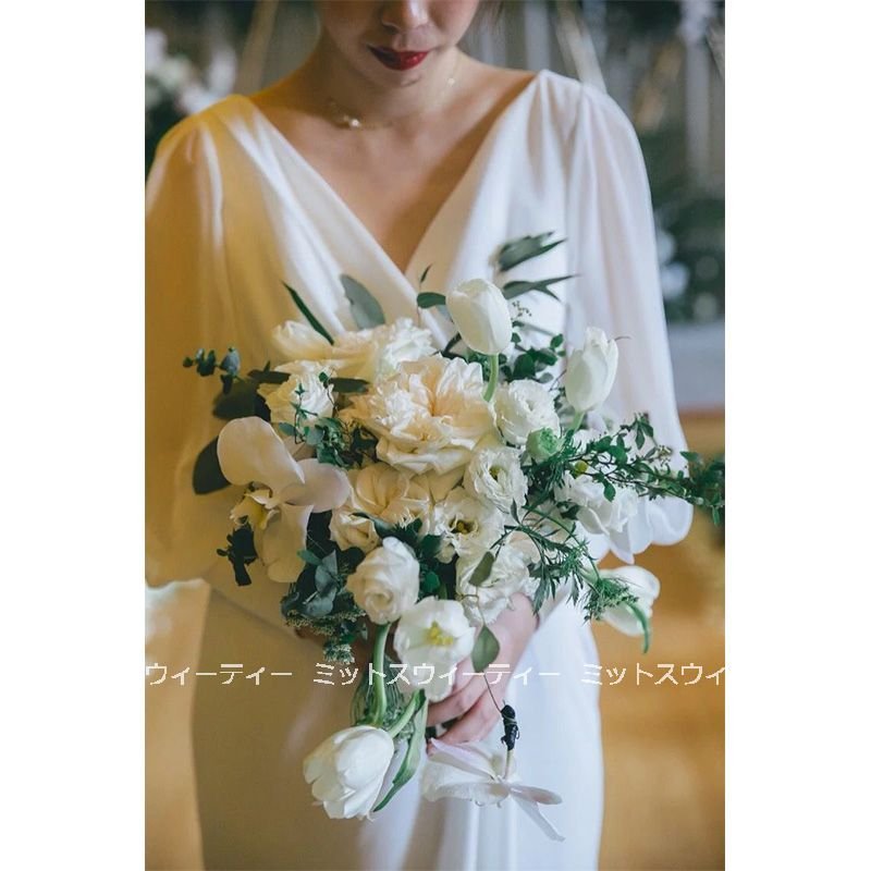 ウェディングドレス ロング丈ドレス お呼ばれ カクテルドレス イブニングドレス ブライダル 結婚式 花嫁 ウエディングドレス 二次会 パーティードレス 長袖 白