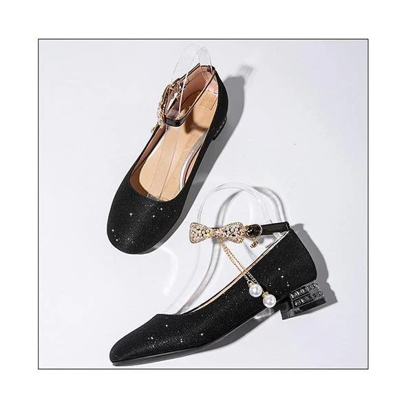 パンプス キラキラ ヒール3cm 太いヒール ローヒール ピンク ゴールド 黒 白 結婚式 ピアノ 発表会 パーティー シューズ 靴 謝恩会