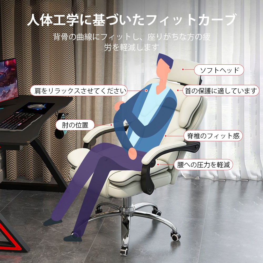 【即納】 パソコンチェア オフィスチェア ヘッドレスチェア チェア 二重背もたれ 360度回転 学習イス ゲーミングチェア いす 椅子 ランバーサポート 座面昇降 疲れにくい