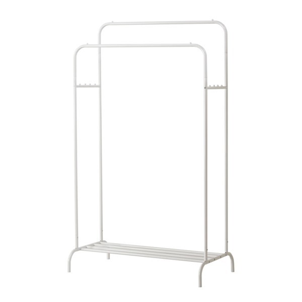 ハンガーラック ダブルタイプ 幅90cm パイプハンガー 耐荷重20kg バッグラック 落下防止突起 下棚 シンプルデザイン 収納