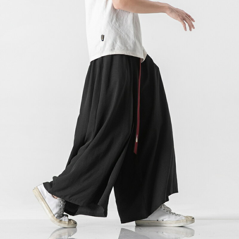 【3日で出荷】ワイドパンツ 袴パンツ メンズ ゆるゆるズボン ガチョウパンツ ゆったり ベルト付き はかまパンツ 和柄 メンズ 無地 麻 和式ズボン サルエル ビッグシルエット オールシーズン 男女兼