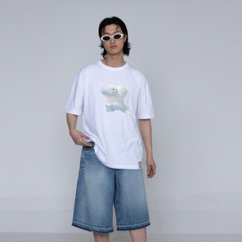 GRAVER ビッグクラウドベアスマイルショートスリーブTシャツホワイト mdprevattcaulkingandwaterproofing.com