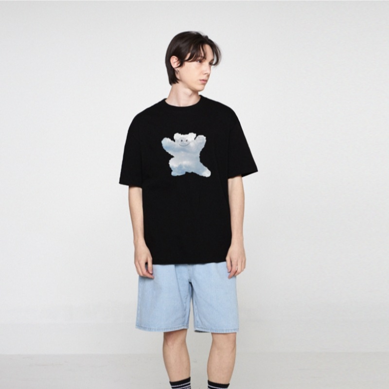 GRAVER ビッグクラウドベアスマイルショートスリーブTシャツホワイト mdprevattcaulkingandwaterproofing.com