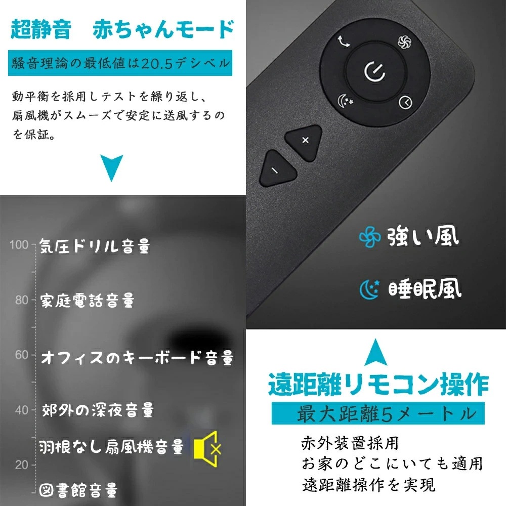 扇風機 羽根なし サーキュレーター 扇風機 壁掛け 首振り 風量調節 タイマー リモコン付き 羽根無し 羽無し 卓上 高速 低騒音 強い送風 三段階風量調節 操作簡単 タイマー機能 スリム扇風機 夏さ