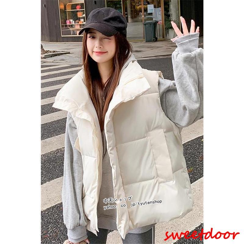 ダウンベスト レディース ベスト 中綿コート おしゃれ タンクトップ ノースリーブ ダウン ゆったり カジュアル 全2色 秋冬