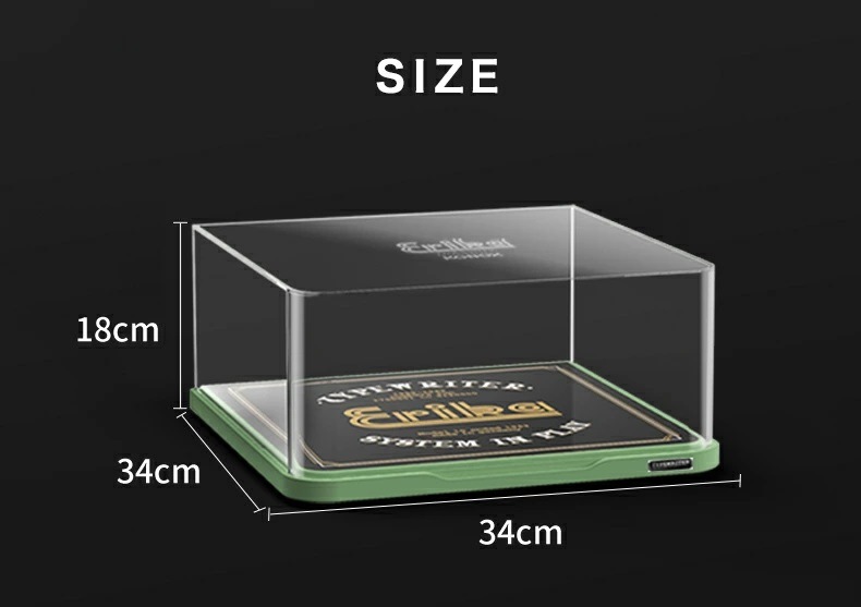 タイプライター ロータイプ アクリルケース 幅34cm 奥行34cm 高さ18cm ディスプレイ ケース ジュエリー コレクション コレクションケース 四角 スクエア プラモデル フィギュア ブロック