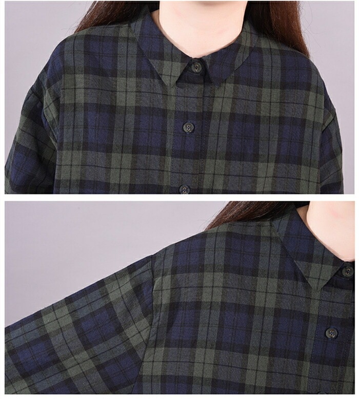 シャツワンピース チェック シャツ ワンピース ロングシャツ 長袖 ミディアム丈 シャツワンピース 大きいサイズ ゆったり 着痩せ 春 夏 秋 冬 シンプル シャツ チュニック　体型カバー ロングワン