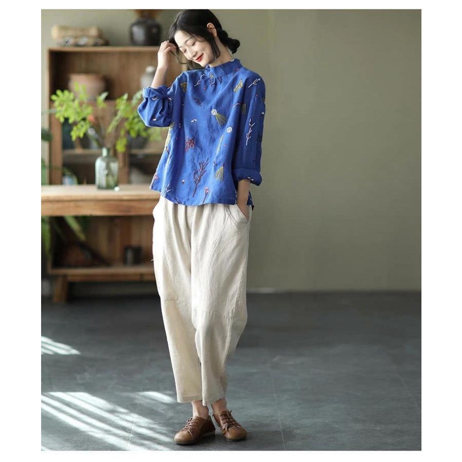 夏新作長袖シャツ リネンシャツ 綿麻シャツ シャツブラウス 刺繍 レディース トップス リバーシブル 通気性 バック開き ボタン留め 春秋 カジュアル 30代 40代 夏新作長袖シャツ リネンシャツ 綿麻シャツ シャツブラウス 刺繍 レディース トップス リバーシブル 通気性 バック開き ボタン留め 春秋 カジュアル 30代 40代