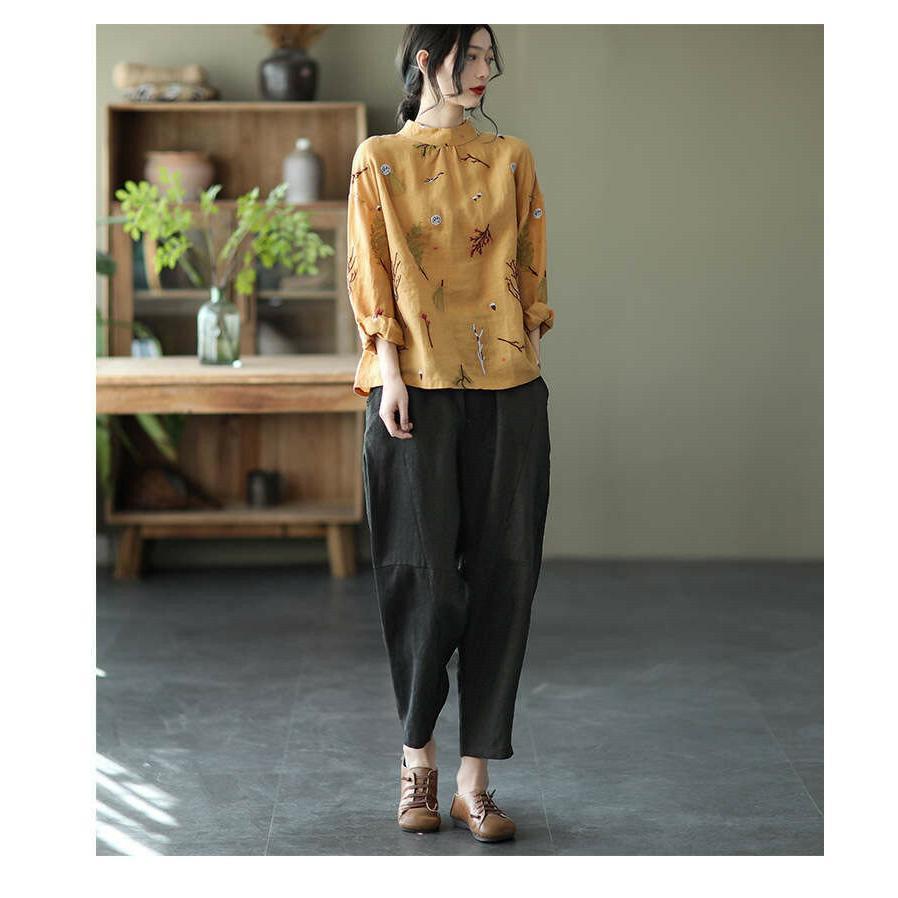 夏新作長袖シャツ リネンシャツ 綿麻シャツ シャツブラウス 刺繍 レディース トップス リバーシブル 通気性 バック開き ボタン留め 春秋 カジュアル 30代 40代 夏新作長袖シャツ リネンシャツ 綿麻シャツ シャツブラウス 刺繍 レディース トップス リバーシブル 通気性 バック開き ボタン留め 春秋 カジュアル 30代 40代
