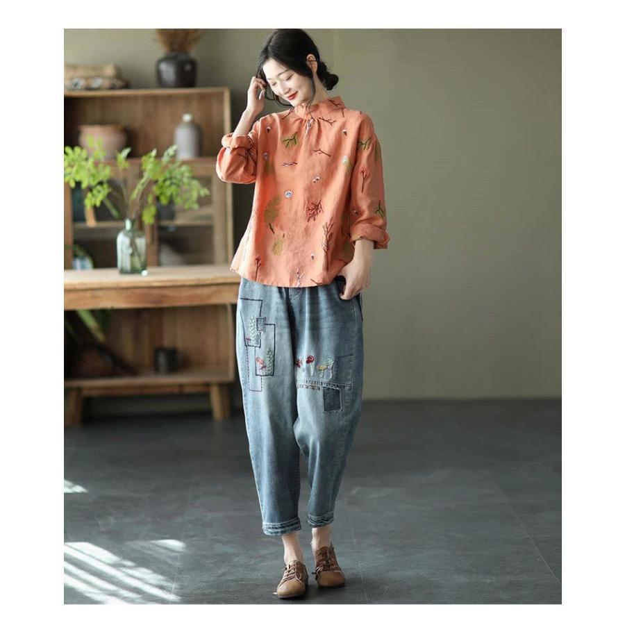 夏新作長袖シャツ リネンシャツ 綿麻シャツ シャツブラウス 刺繍 レディース トップス リバーシブル 通気性 バック開き ボタン留め 春秋 カジュアル 30代 40代 夏新作長袖シャツ リネンシャツ 綿麻シャツ シャツブラウス 刺繍 レディース トップス リバーシブル 通気性 バック開き ボタン留め 春秋 カジュアル 30代 40代