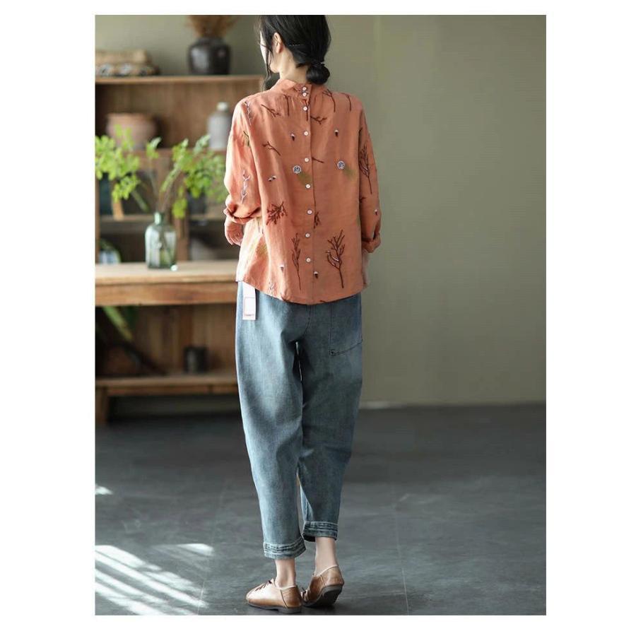 夏新作長袖シャツ リネンシャツ 綿麻シャツ シャツブラウス 刺繍 レディース トップス リバーシブル 通気性 バック開き ボタン留め 春秋 カジュアル 30代 40代 夏新作長袖シャツ リネンシャツ 綿麻シャツ シャツブラウス 刺繍 レディース トップス リバーシブル 通気性 バック開き ボタン留め 春秋 カジュアル 30代 40代