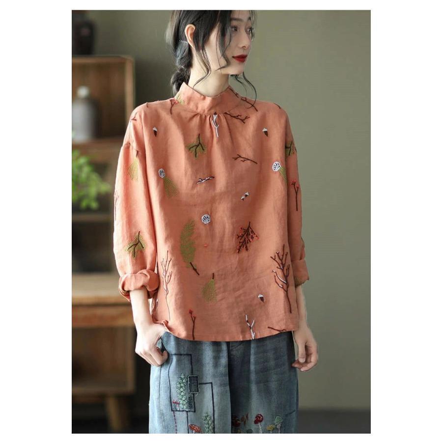 夏新作長袖シャツ リネンシャツ 綿麻シャツ シャツブラウス 刺繍 レディース トップス リバーシブル 通気性 バック開き ボタン留め 春秋 カジュアル 30代 40代 夏新作長袖シャツ リネンシャツ 綿麻シャツ シャツブラウス 刺繍 レディース トップス リバーシブル 通気性 バック開き ボタン留め 春秋 カジュアル 30代 40代